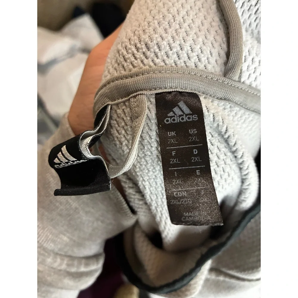 Adidas Climawarm Hoodie Mens Grey Textured Pullover Sweatshirt 03 Graphic